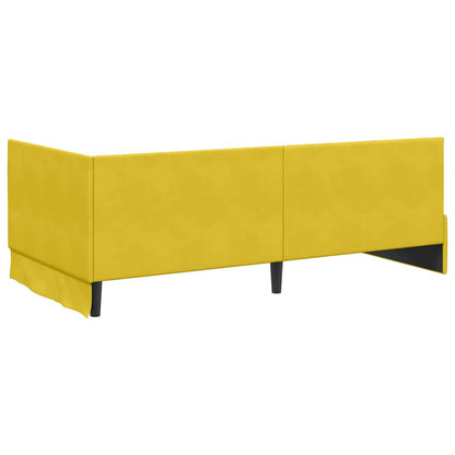 vidaXL Eckbettgestell mit Matratze mit Kopfteil 2 pcs Gelb Samt