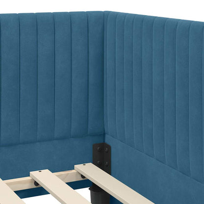vidaXL Eckbettgestell mit Matratze mit Kopfteil 2 pcs Blau Samt