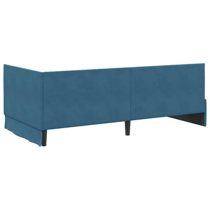 vidaXL Eckbettgestell mit Matratze mit Kopfteil 2 pcs Blau Samt