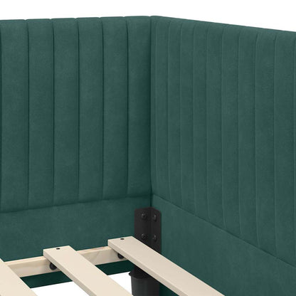 vidaXL Cadre de lit d'angle avec matelas et tête de lit 2 pcs Vert Velours