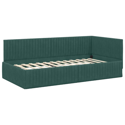 vidaXL Cadre de lit d'angle avec matelas et tête de lit 2 pcs Vert Velours