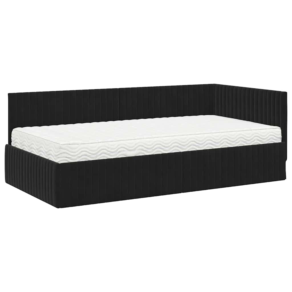 vidaXL Eckbettgestell mit Matratze mit Kopfteil 2 pcs Schwarz Samt