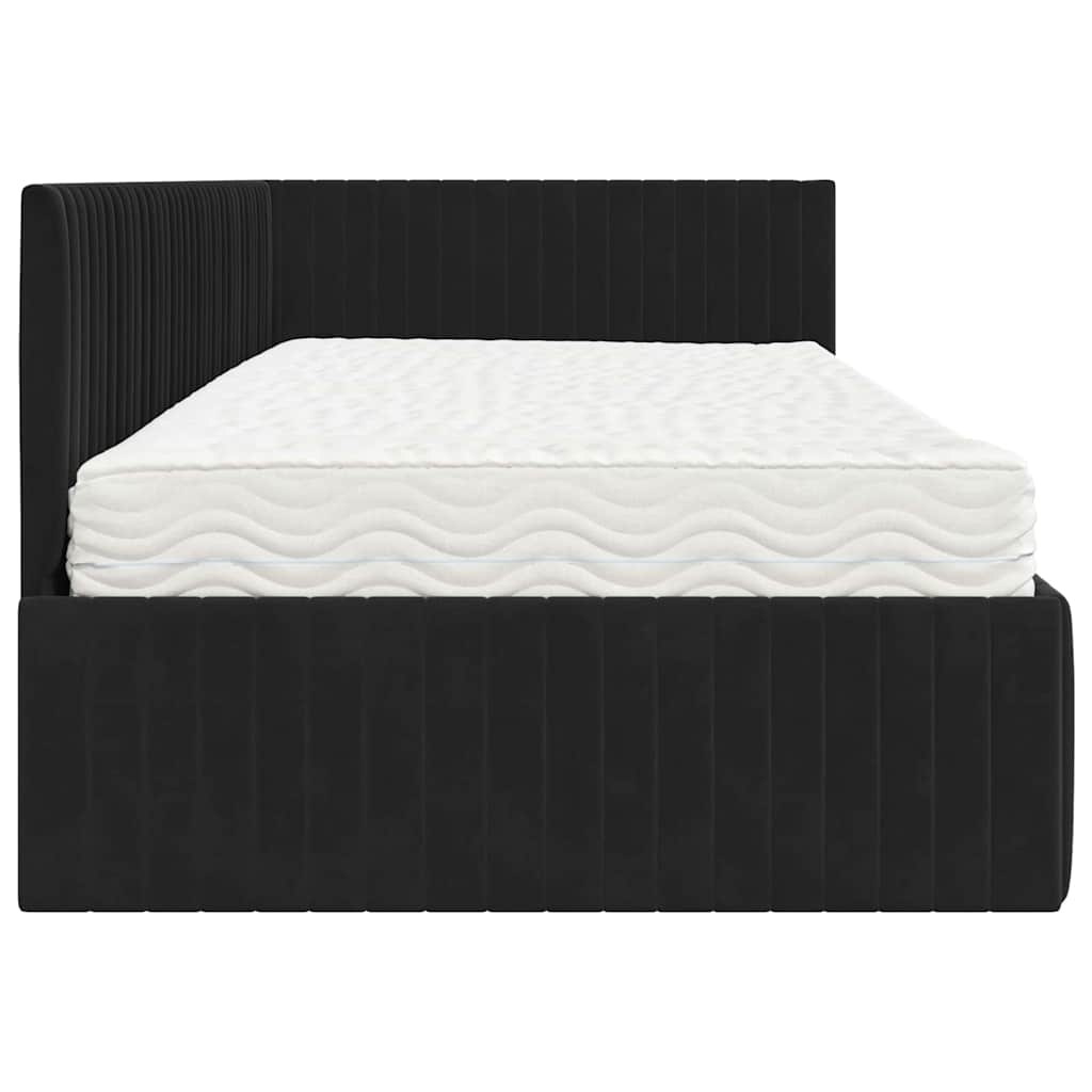 vidaXL Eckbettgestell mit Matratze mit Kopfteil 2 pcs Schwarz Samt