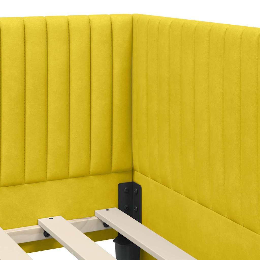 vidaXL Eckbettgestell mit Matratze mit Kopfteil 2 pcs Gelb Samt