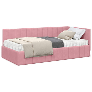 vidaXL Eckbettgestell mit Matratze mit Matratze 2 pcs Grau Samt