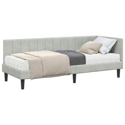 Eckbettgestell mit Matratze mit Matratze 2 pcs Hellgrau Samt