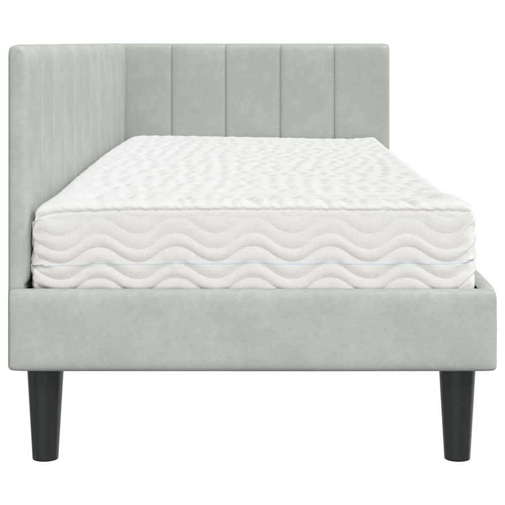 Eckbettgestell mit Matratze mit Matratze 2 pcs Hellgrau Samt