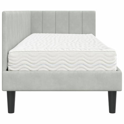 Eckbettgestell mit Matratze mit Matratze 2 pcs Hellgrau Samt