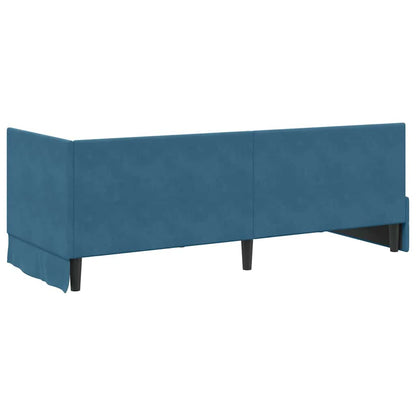 vidaXL Eckbettgestell mit Matratze mit Kopfteil 2 pcs Blau Samt