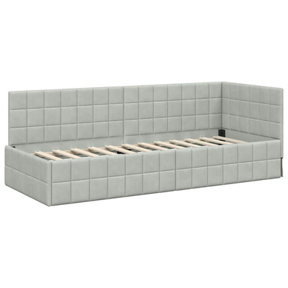 vidaXL Cadre de lit d'angle avec matelas et tête de lit 2 pcs Gris clair Velours