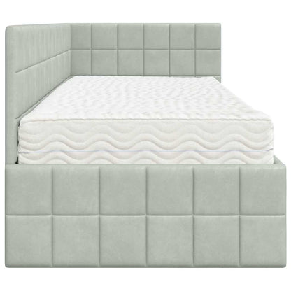 vidaXL Cadre de lit d'angle avec matelas et tête de lit 2 pcs Gris clair Velours