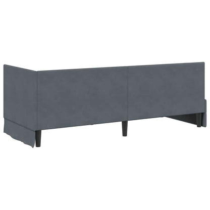 vidaXL Eckbettgestell mit Matratze mit Kopfteil 2 pcs Grau Samt