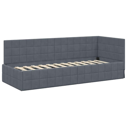 vidaXL Eckbettgestell mit Matratze mit Kopfteil 2 pcs Grau Samt