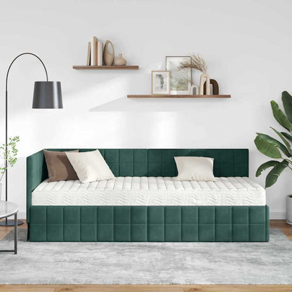vidaXL Cadre de lit d'angle avec matelas et tête de lit 2 pcs Vert Velours