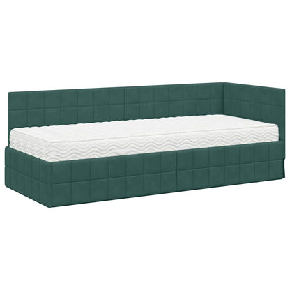 vidaXL Cadre de lit d'angle avec matelas et tête de lit 2 pcs Vert Velours