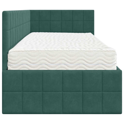 vidaXL Cadre de lit d'angle avec matelas et tête de lit 2 pcs Vert Velours