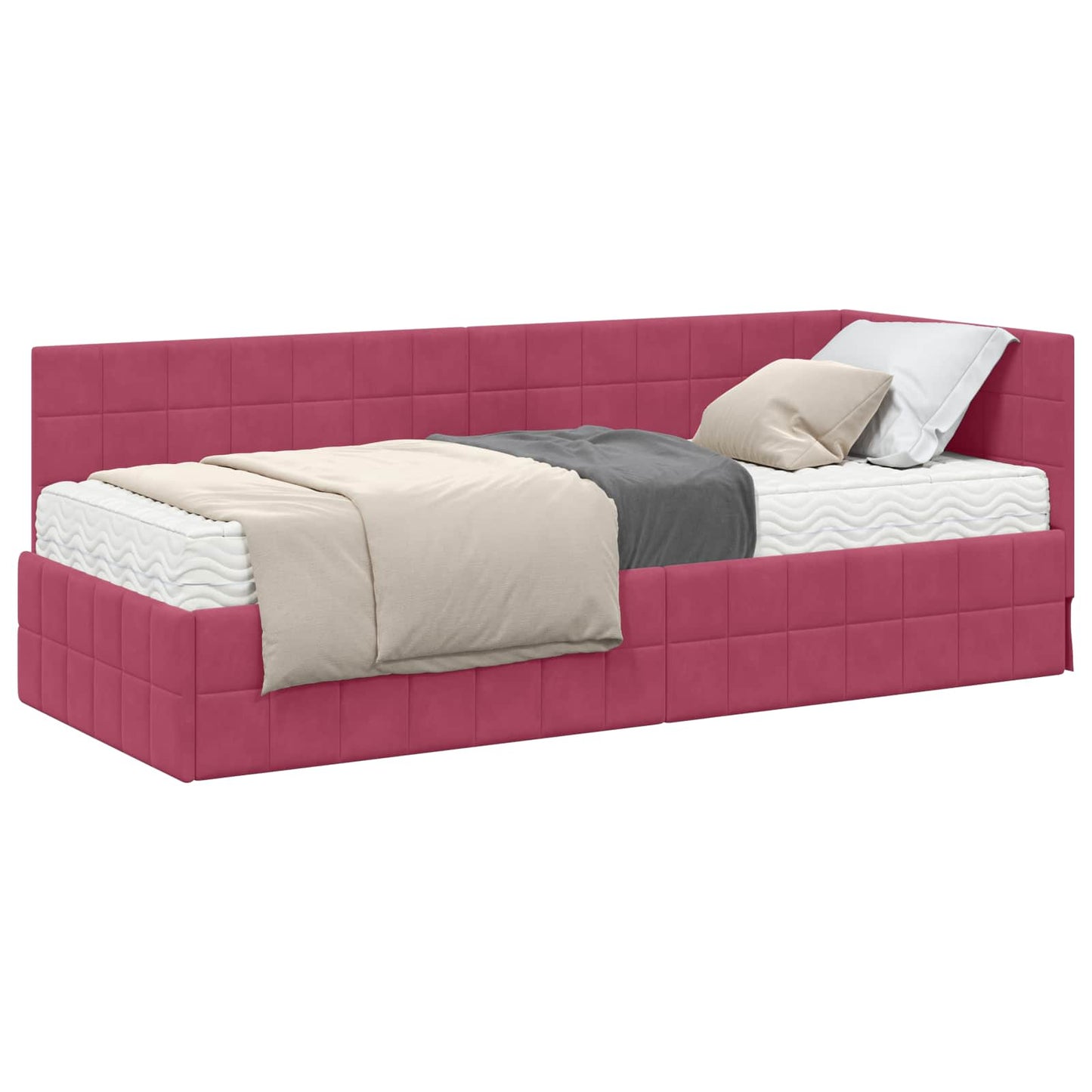 vidaXL Cadre de lit d'angle avec matelas et tête de lit 2 pcs Vert Velours