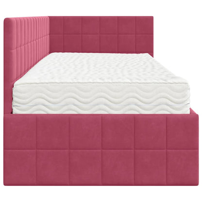 vidaXL Cadre de lit d'angle avec matelas et tête de lit 2 pcs Vert Velours
