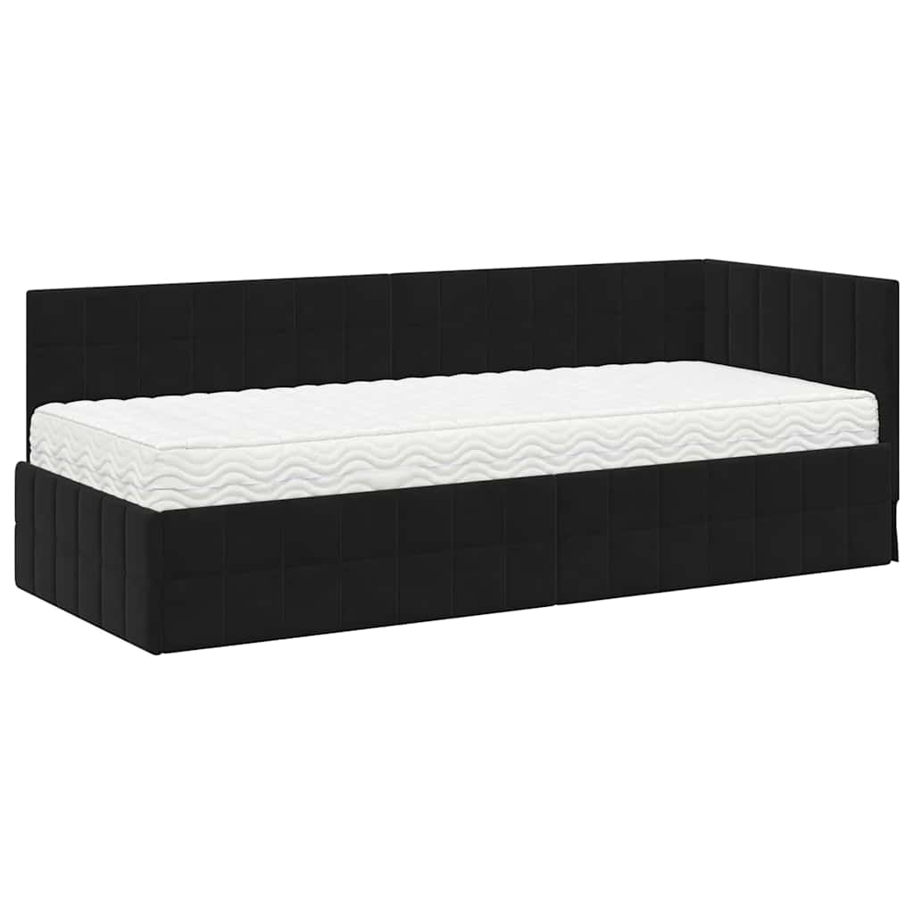 vidaXL Eckbettgestell mit Matratze mit Kopfteil 2 pcs Schwarz Samt
