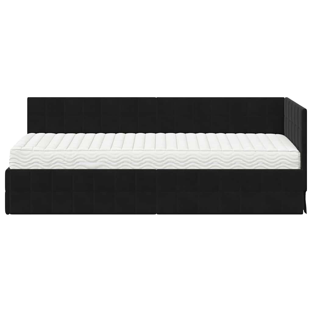 vidaXL Eckbettgestell mit Matratze mit Kopfteil 2 pcs Schwarz Samt