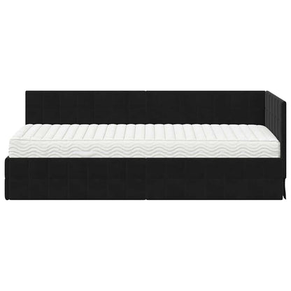 vidaXL Eckbettgestell mit Matratze mit Kopfteil 2 pcs Schwarz Samt