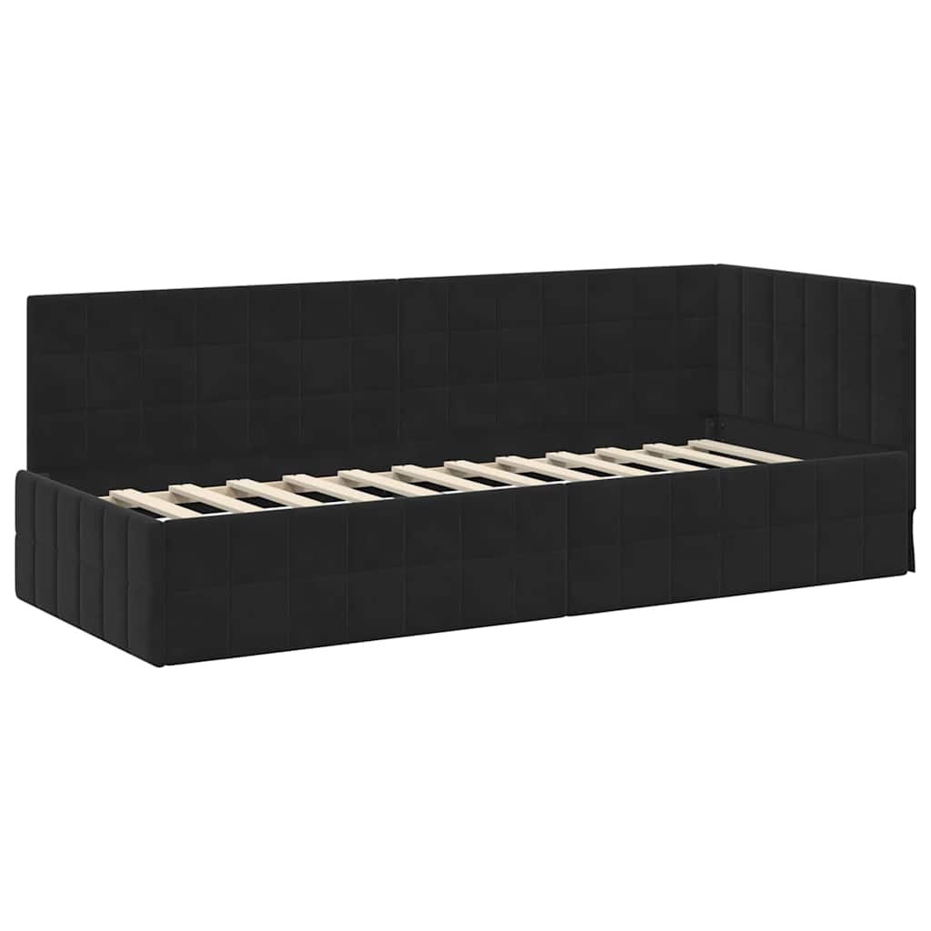 vidaXL Eckbettgestell mit Matratze mit Kopfteil 2 pcs Schwarz Samt