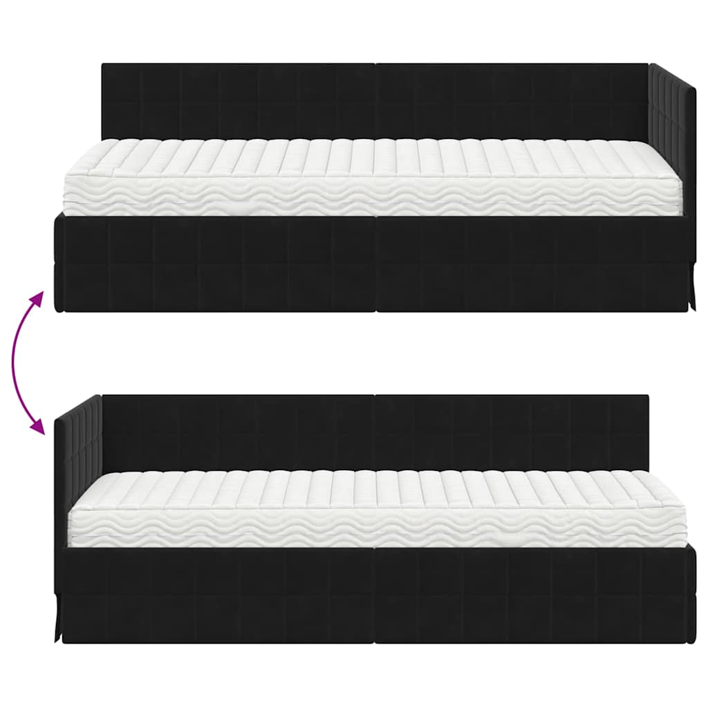 vidaXL Eckbettgestell mit Matratze mit Kopfteil 2 pcs Schwarz Samt