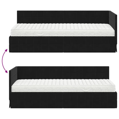 vidaXL Eckbettgestell mit Matratze mit Kopfteil 2 pcs Schwarz Samt