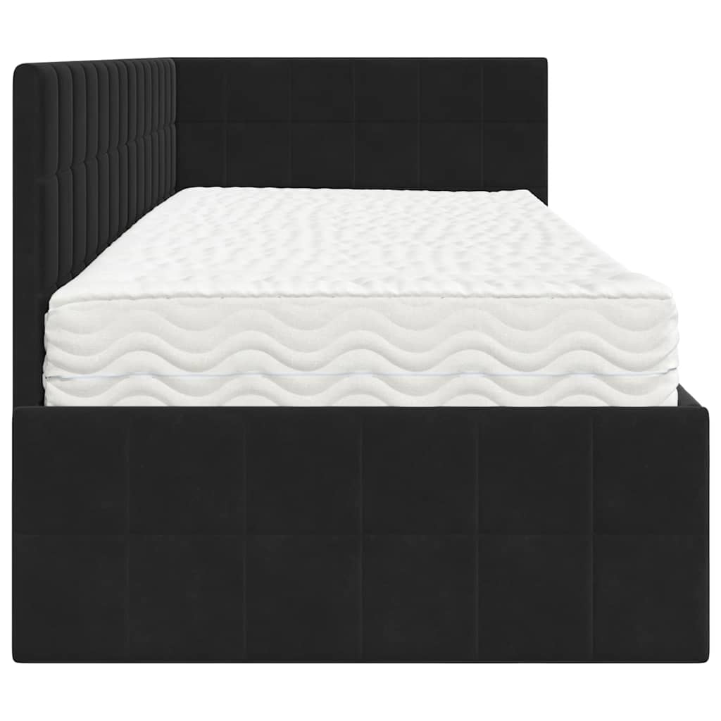 vidaXL Eckbettgestell mit Matratze mit Kopfteil 2 pcs Schwarz Samt