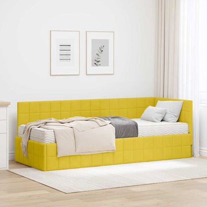 vidaXL Eckbettgestell mit Matratze mit Kopfteil 2 pcs Gelb Samt