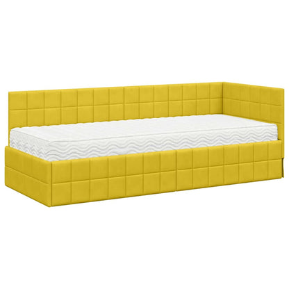 vidaXL Eckbettgestell mit Matratze mit Kopfteil 2 pcs Gelb Samt