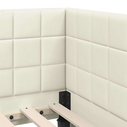 vidaXL Eckbettgestell mit Matratze mit Kopfteil 2 pcs Creme Samt