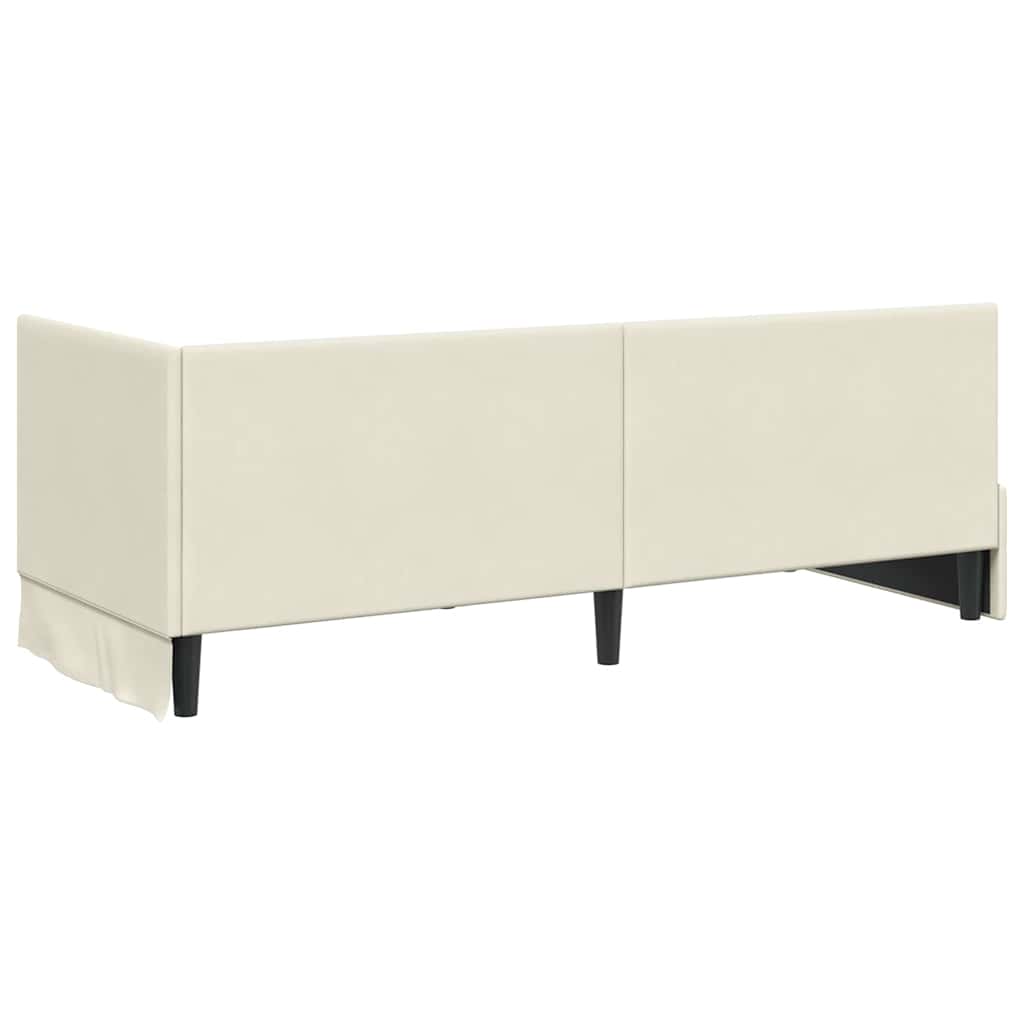 vidaXL Eckbettgestell mit Matratze mit Kopfteil 2 pcs Creme Samt