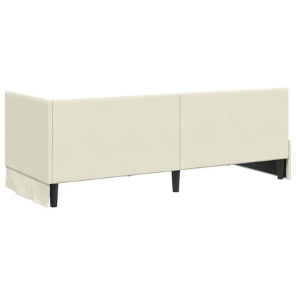 vidaXL Eckbettgestell mit Matratze mit Kopfteil 2 pcs Creme Samt