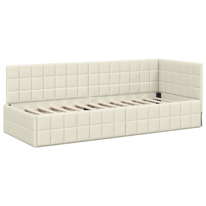 vidaXL Eckbettgestell mit Matratze mit Kopfteil 2 pcs Creme Samt