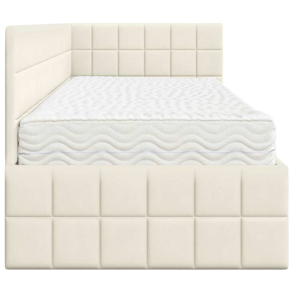 vidaXL Eckbettgestell mit Matratze mit Kopfteil 2 pcs Creme Samt
