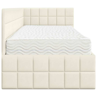 vidaXL Eckbettgestell mit Matratze mit Kopfteil 2 pcs Creme Samt