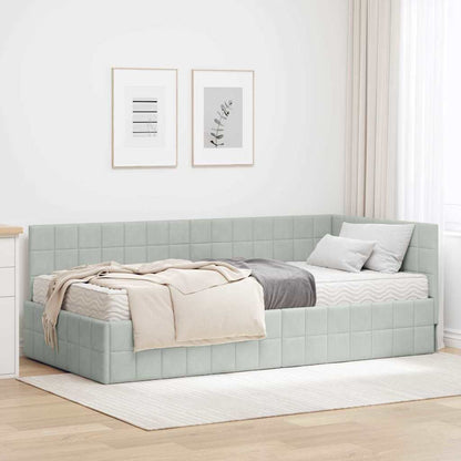 vidaXL Cadre de lit d'angle avec matelas et tête de lit 2 pcs Gris clair Velours