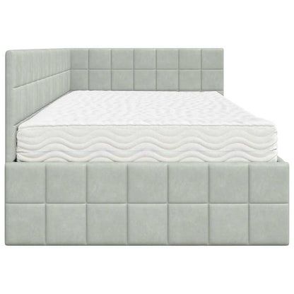 vidaXL Cadre de lit d'angle avec matelas et tête de lit 2 pcs Gris clair Velours