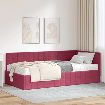 vidaXL Cadre de lit d'angle avec matelas et tête de lit 2 pcs Vert Velours
