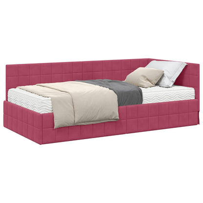 vidaXL Cadre de lit d'angle avec matelas et tête de lit 2 pcs Vert Velours
