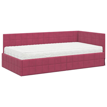 vidaXL Cadre de lit d'angle avec matelas et tête de lit 2 pcs Vert Velours