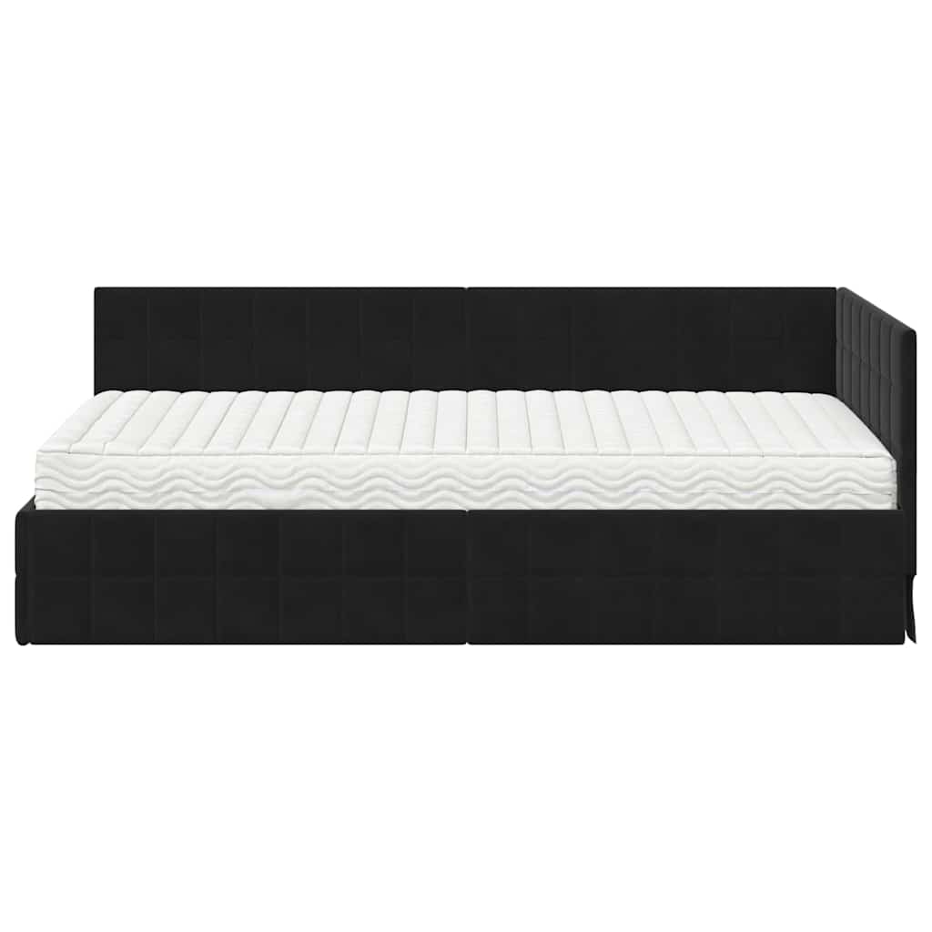 vidaXL Eckbettgestell mit Matratze mit Kopfteil 2 pcs Schwarz Samt