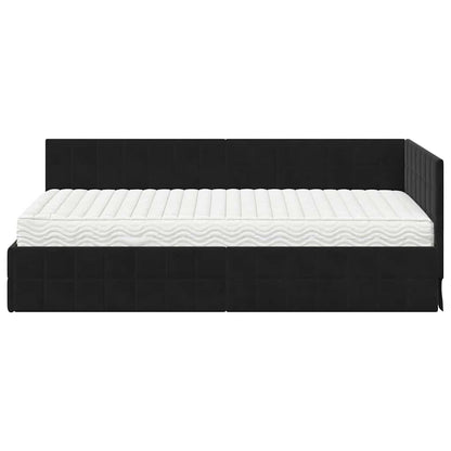 vidaXL Eckbettgestell mit Matratze mit Kopfteil 2 pcs Schwarz Samt