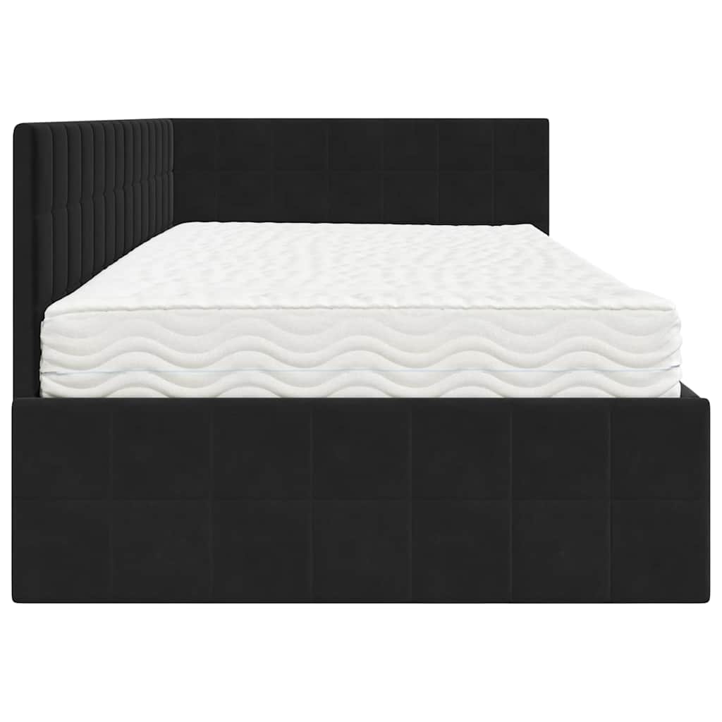 vidaXL Eckbettgestell mit Matratze mit Kopfteil 2 pcs Schwarz Samt