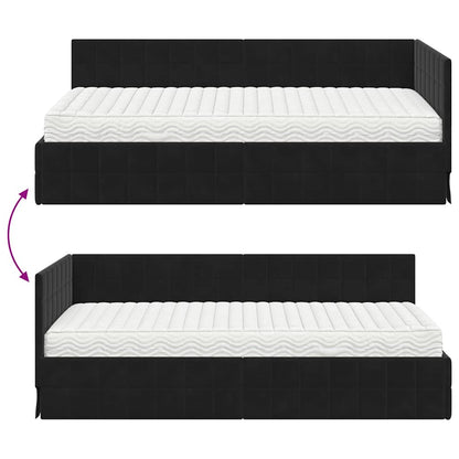 vidaXL Eckbettgestell mit Matratze mit Kopfteil 2 pcs Schwarz Samt