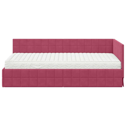 vidaXL Eckbettgestell mit Matratze mit Kopfteil 2 pcs Grün Samt