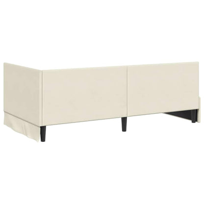 vidaXL Eckbettgestell mit Matratze mit Kopfteil 2 pcs Creme Samt