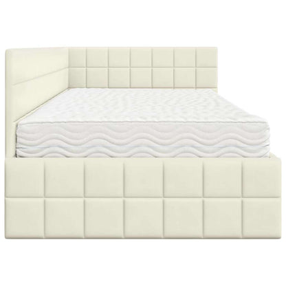 vidaXL Eckbettgestell mit Matratze mit Kopfteil 2 pcs Creme Samt