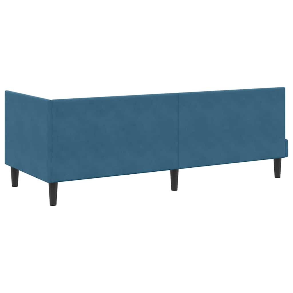 vidaXL Eckbettgestell mit Matratze mit Kopfteil 2 pcs Blau Samt